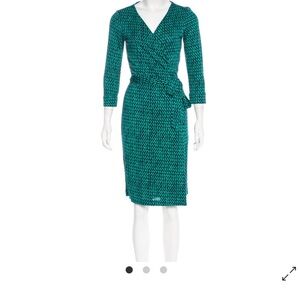 Diane Von Furstenberg Teal Patterned Wrap Dress
